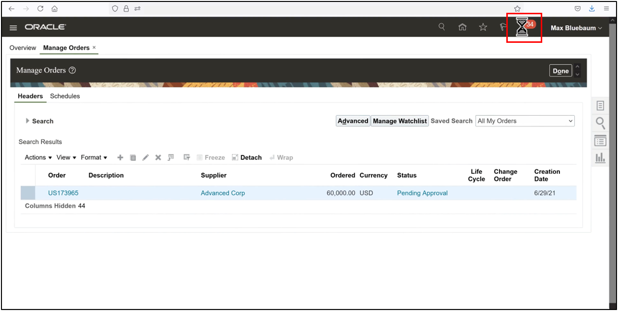 Oracle Fusion purchase order approval notification workflow