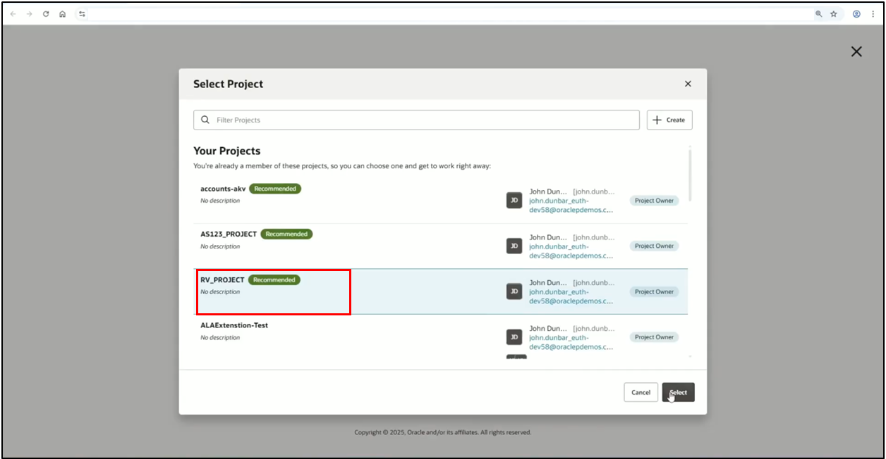 Select your active project in Oracle Visual Builder Studio to open the Page Designer