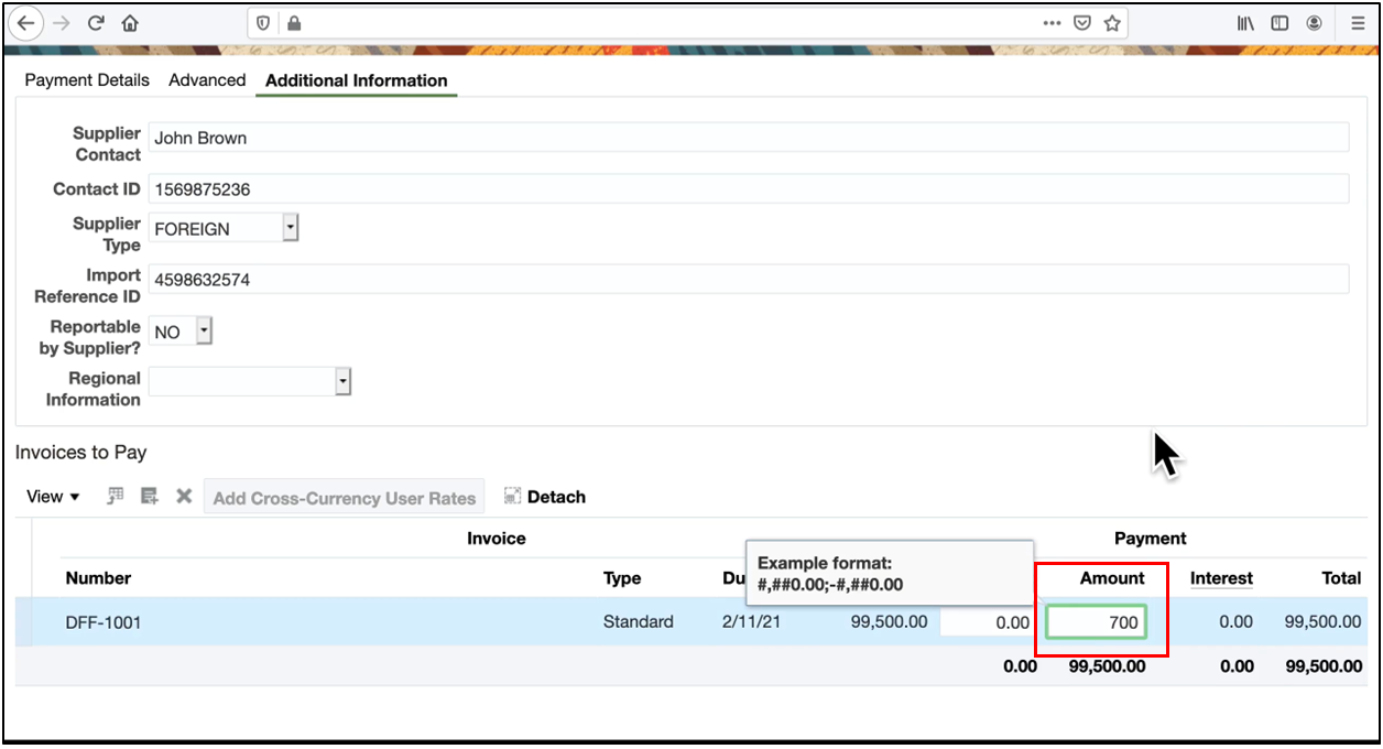 Enter the payment amount