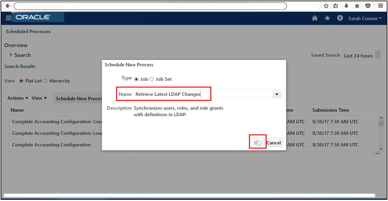 Select Retrieve Latest LDAP Changes process in Oracle Fusion
