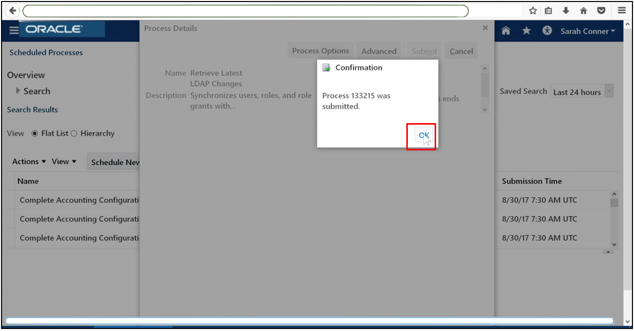 Verify successful completion of Retrieve Latest LDAP Changes process