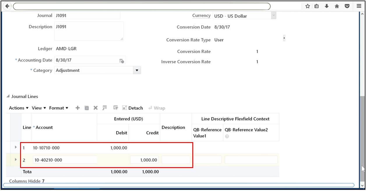 Save the journal in Oracle Fusion General Ledger