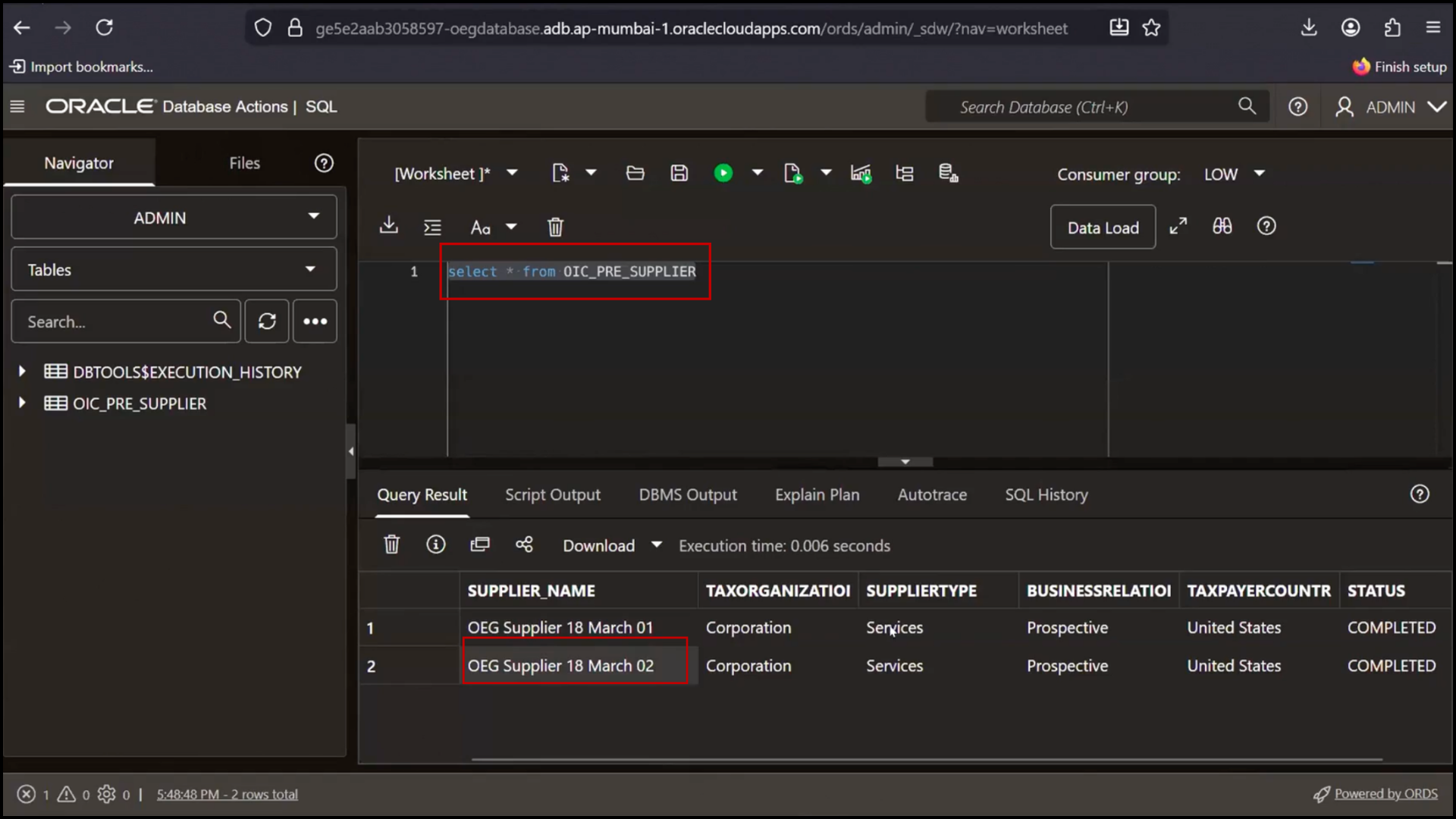 Only existing suppliers visible in Oracle Fusion supplier list