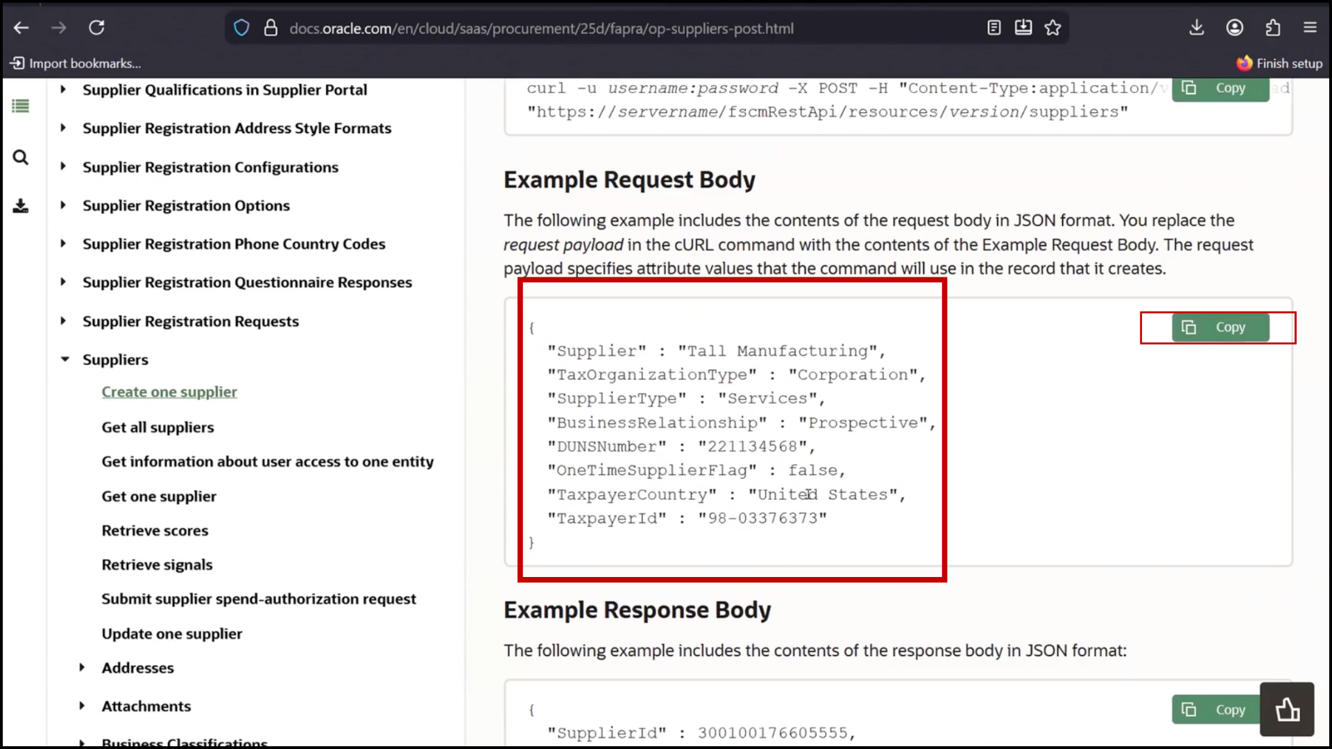 Copy code from integration configuration screen in Oracle Integration Cloud (OIC) SaaS platform