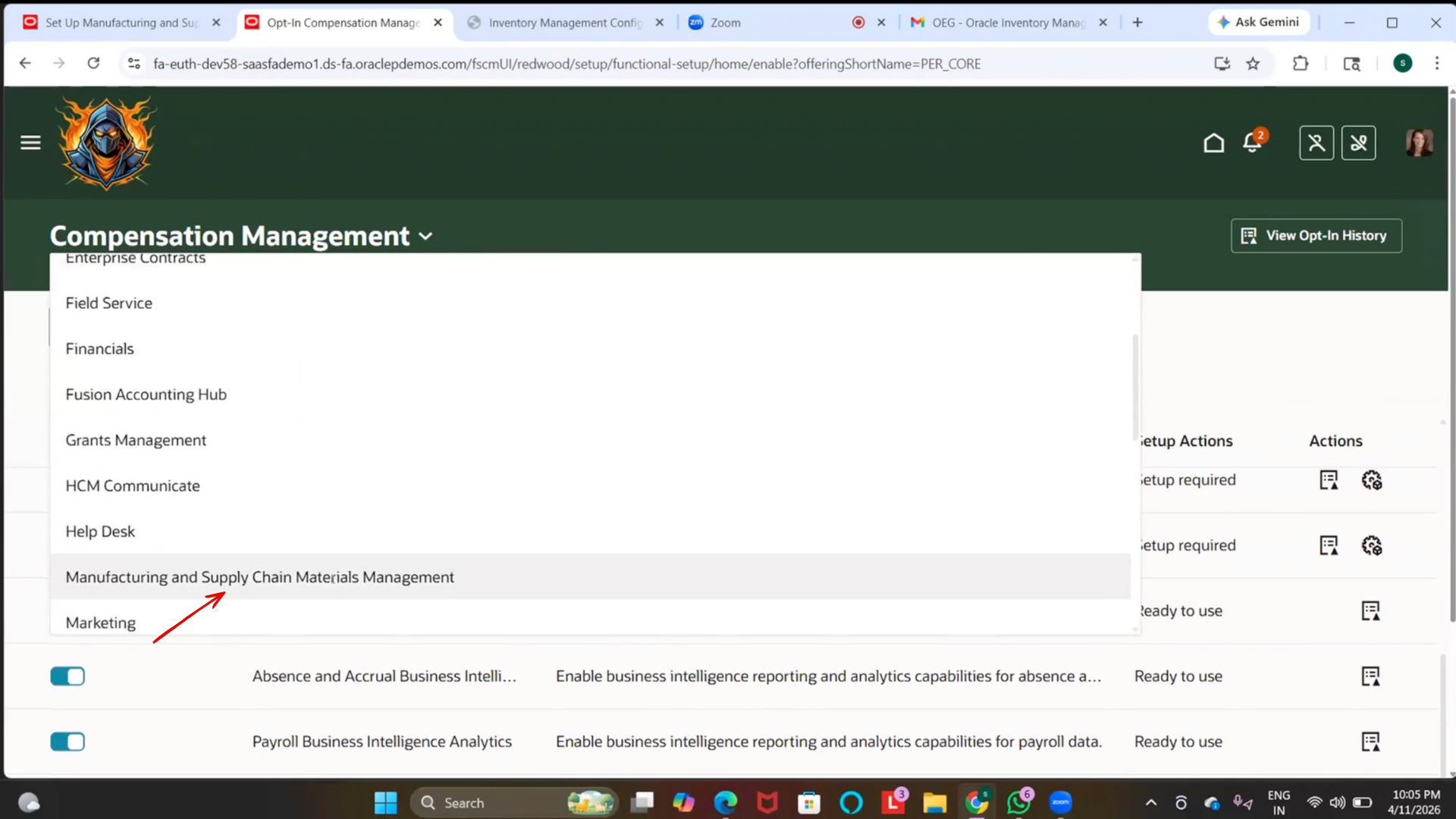Enable Redwood status in Oracle inventory management