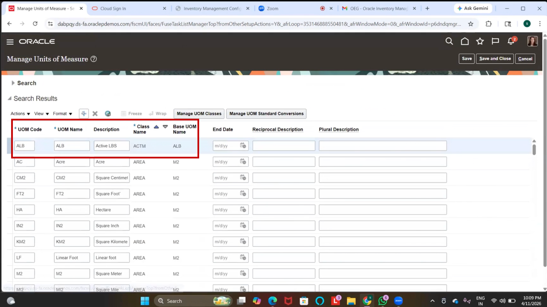 Oracle inventory planning UOM configuration with quantity class