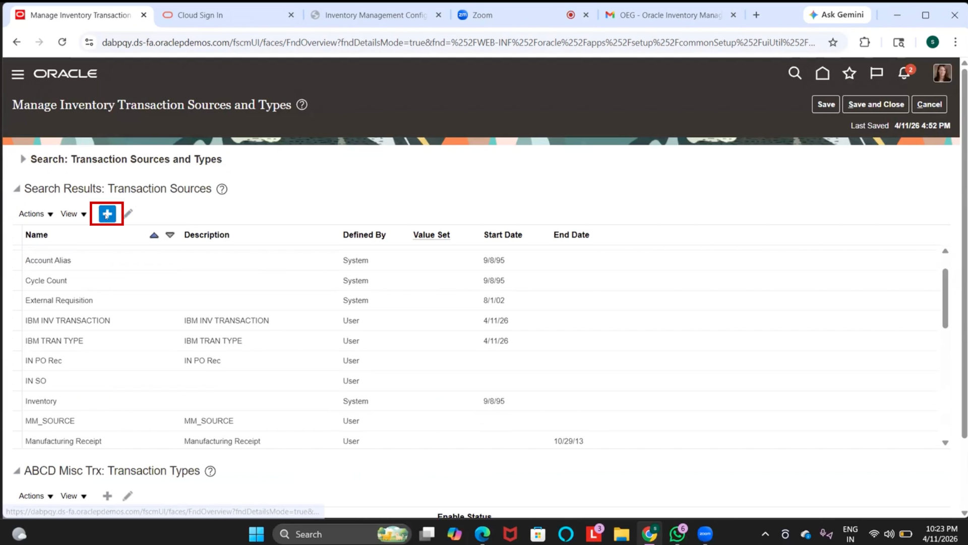 Oracle inventory management issue transaction type creation
