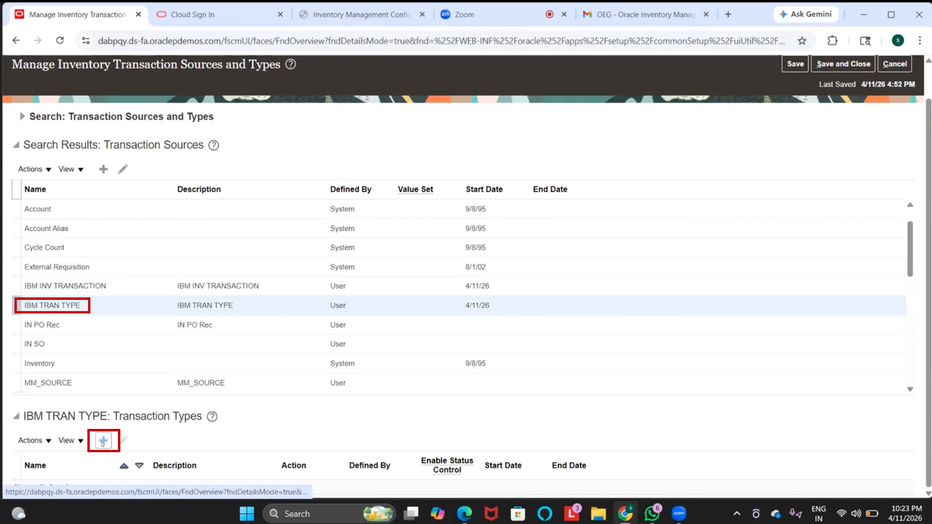 Oracle miscellaneous receipt and issue from stores transaction action