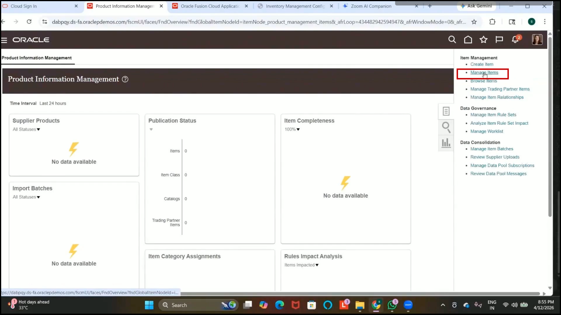 Oracle inventory management: Navigate to manage operational attribute groups setup