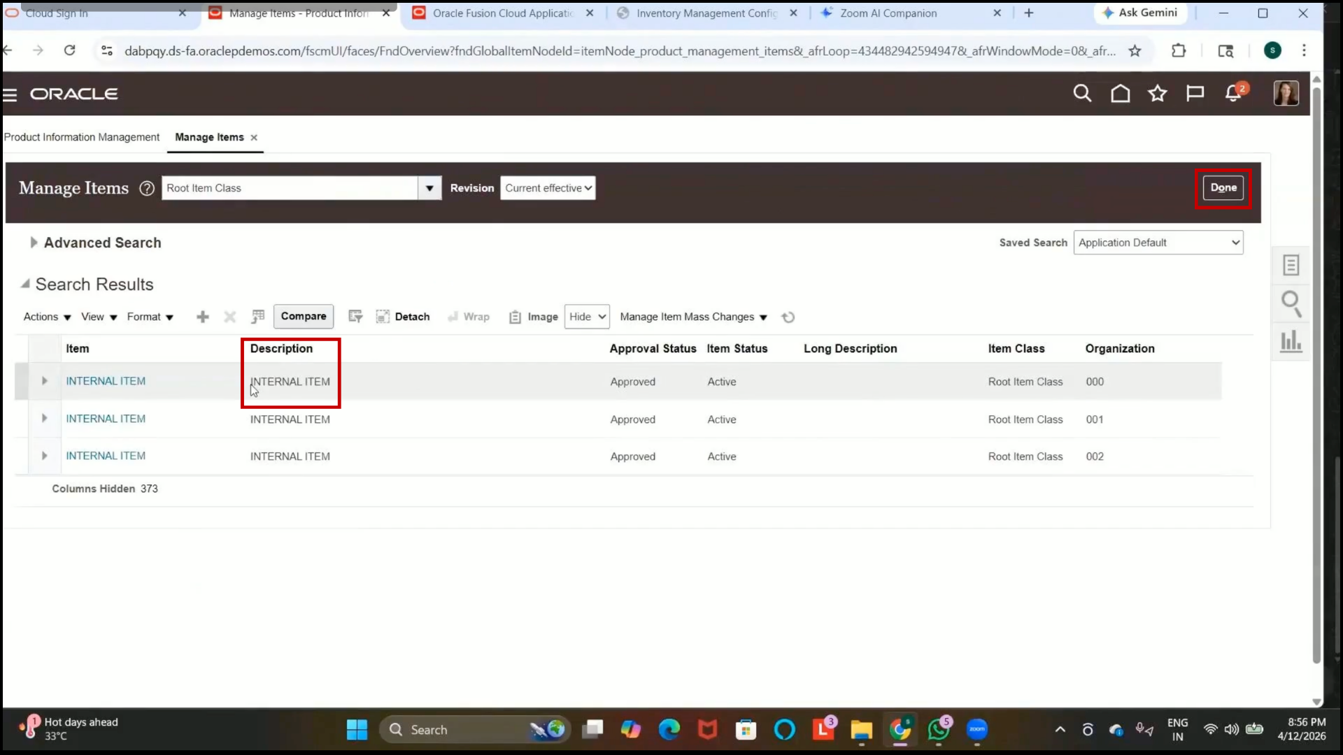 Oracle cloud inventory item successfully created and assigned to organizations