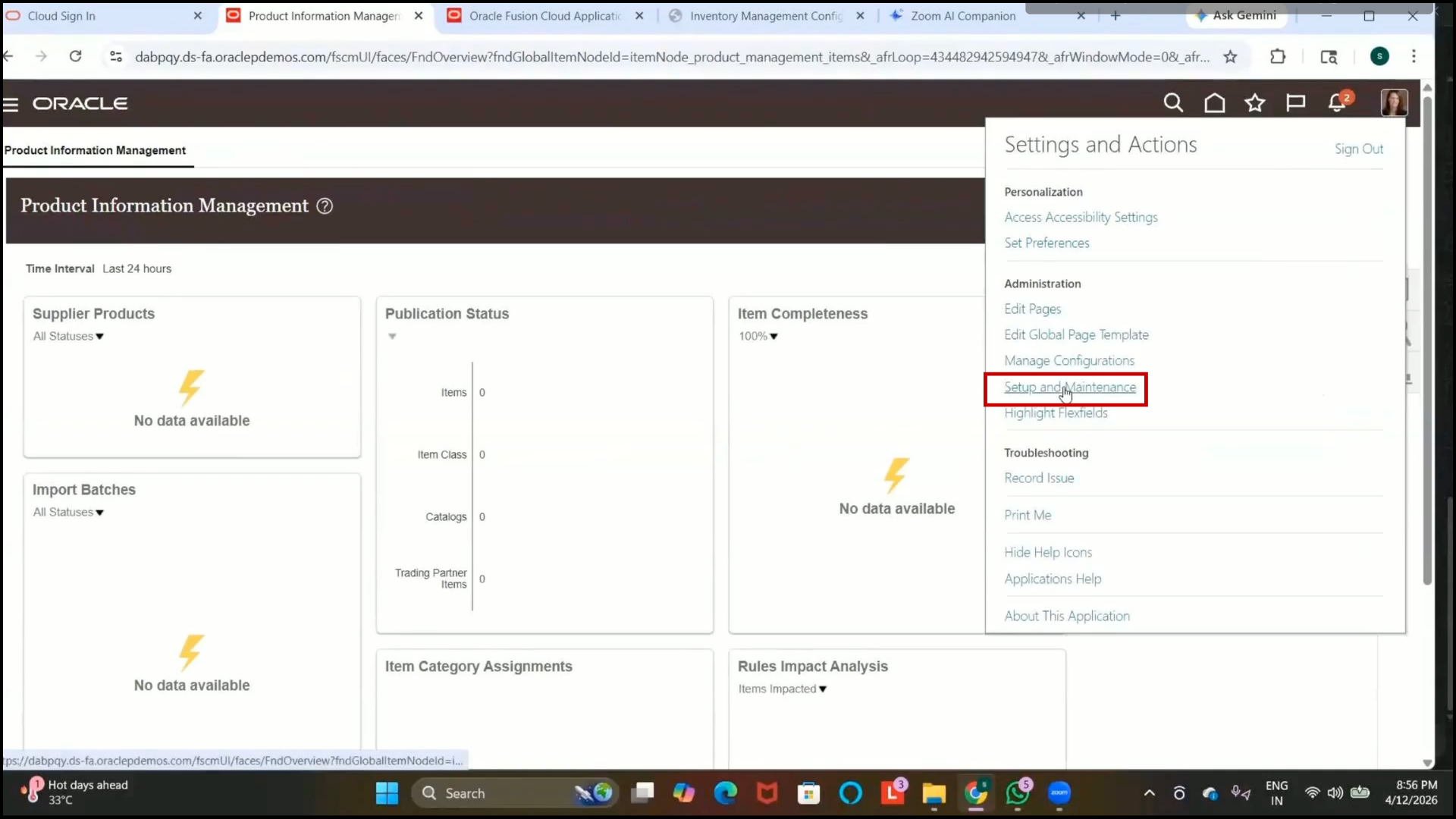 Oracle inventory management: Navigate to manage operational attribute groups setup