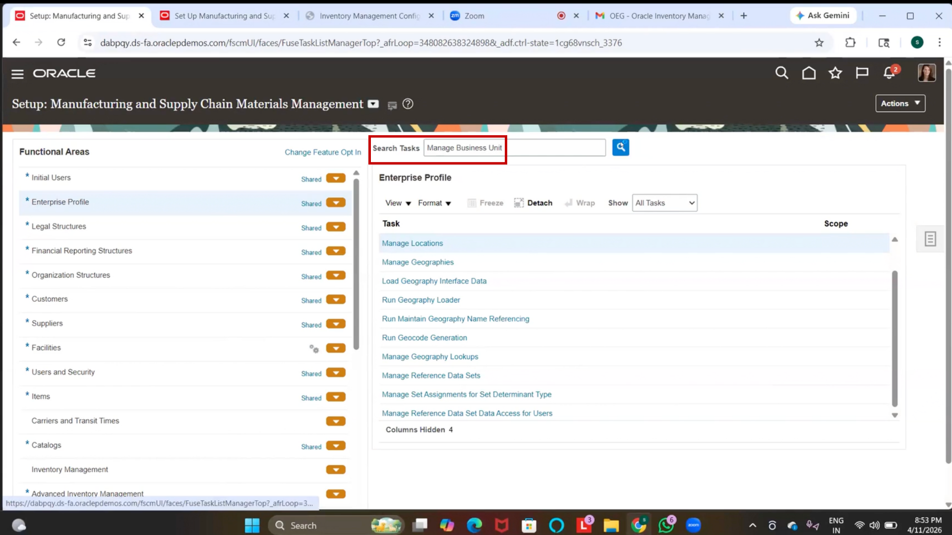 Create New Business Unit