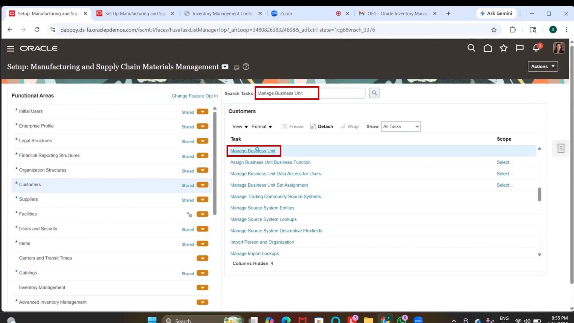 Active Business Unit in Oracle Inventory Management