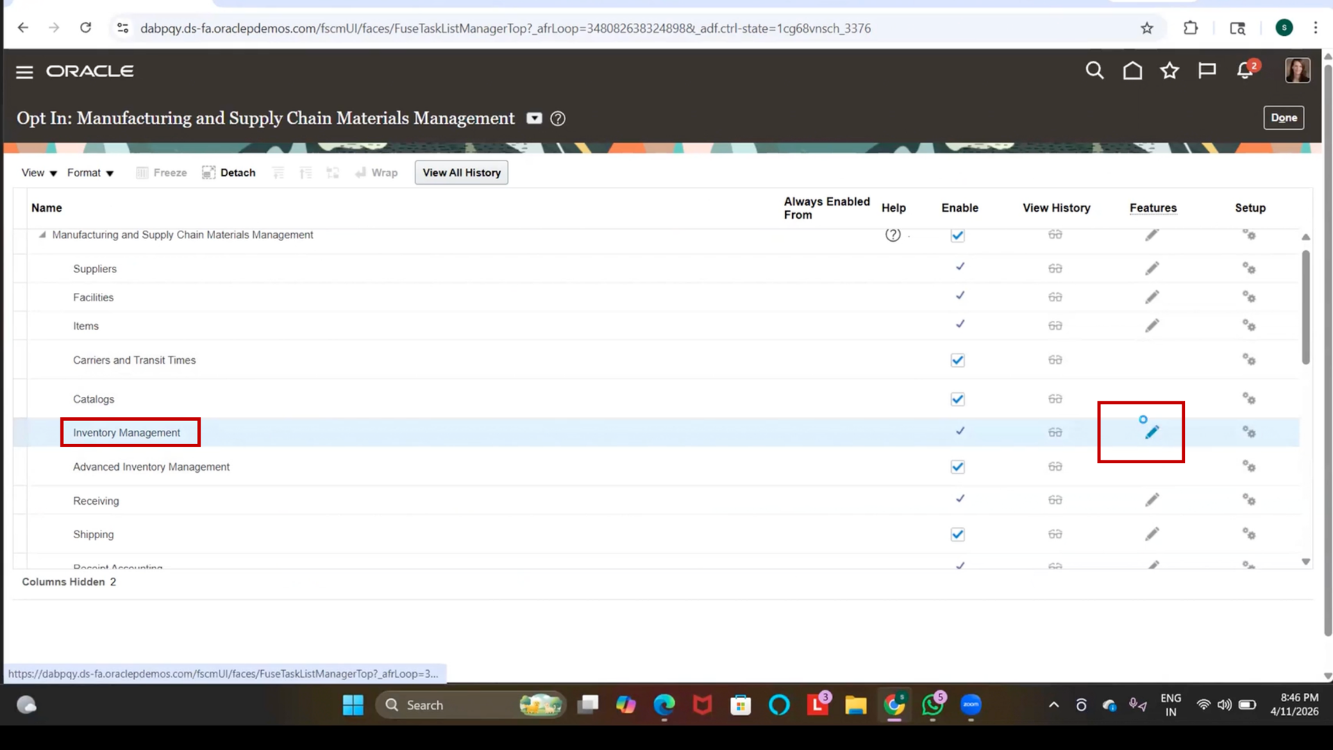 Edit Inventory Features
