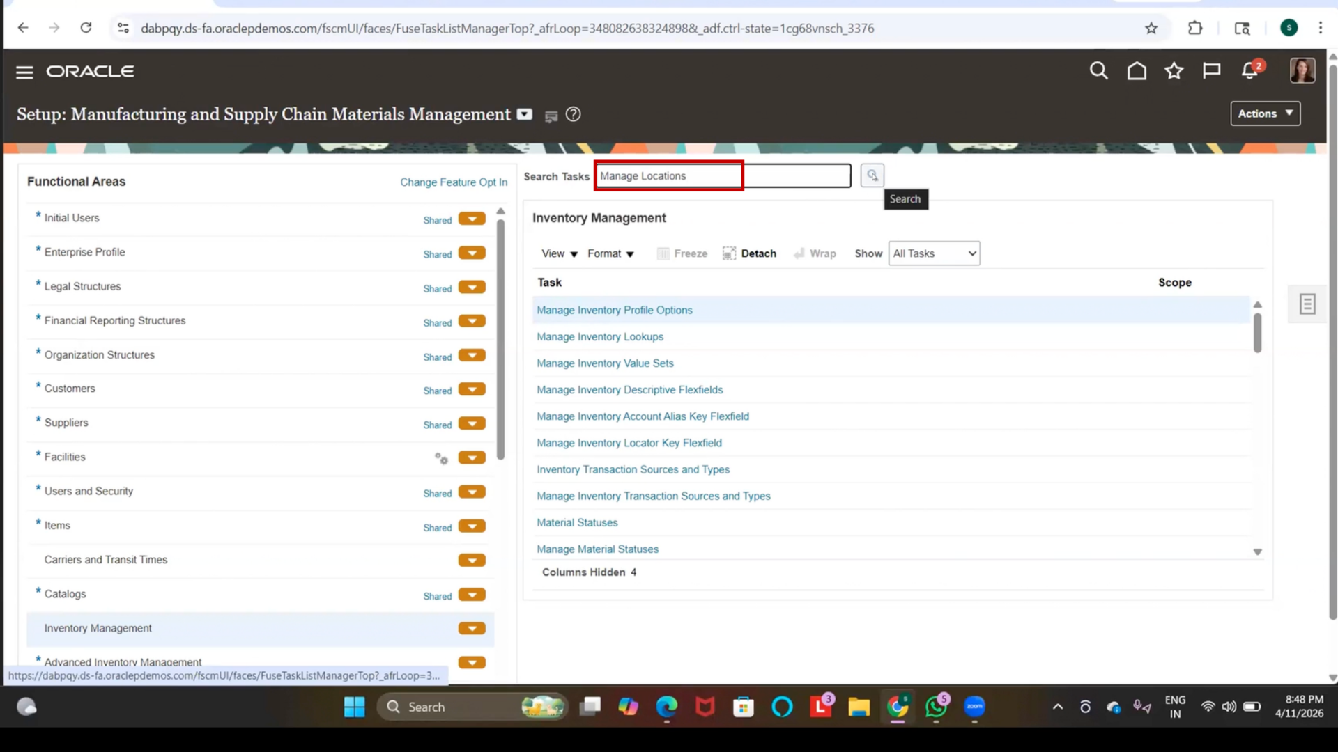 Execute Search in Oracle ERP