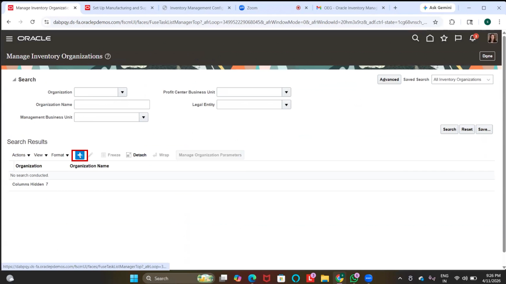 Create IBM Inventory Org in Oracle Inventory Management