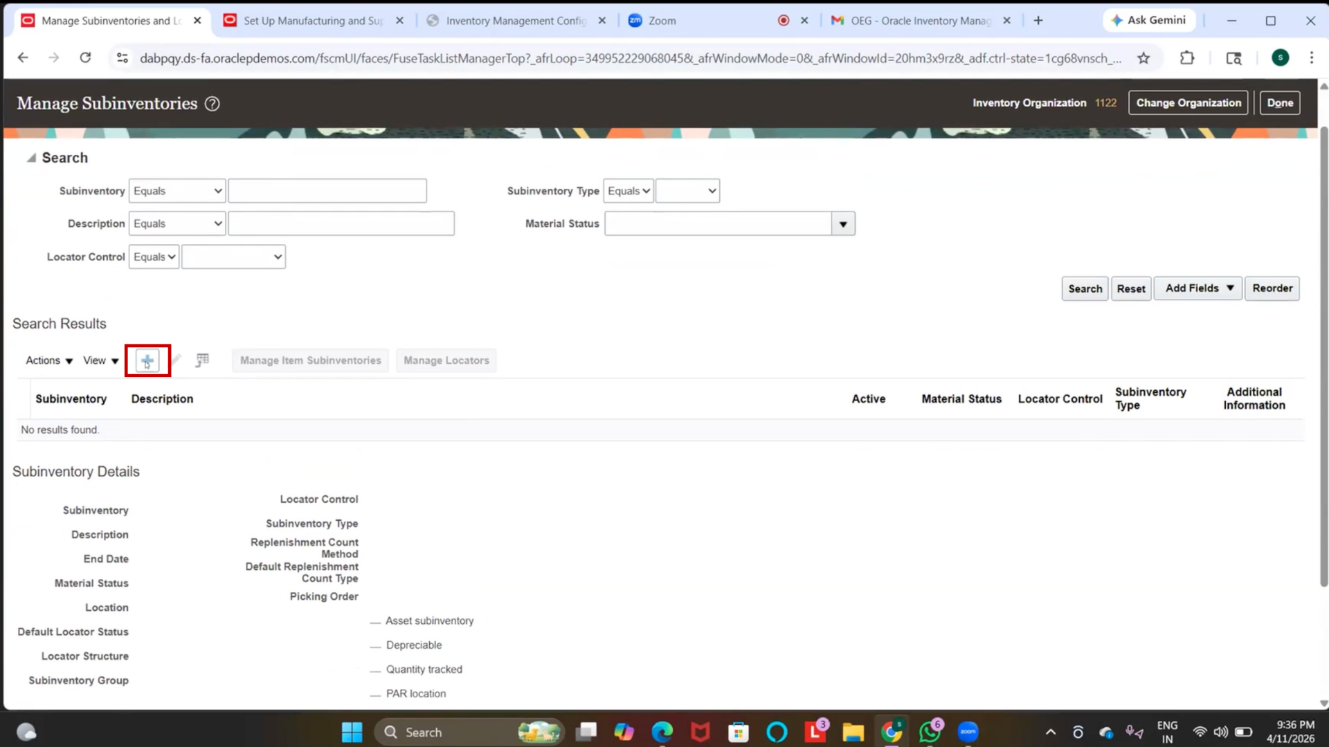 Create IBM Sub-Inventory in Oracle Inventory Management