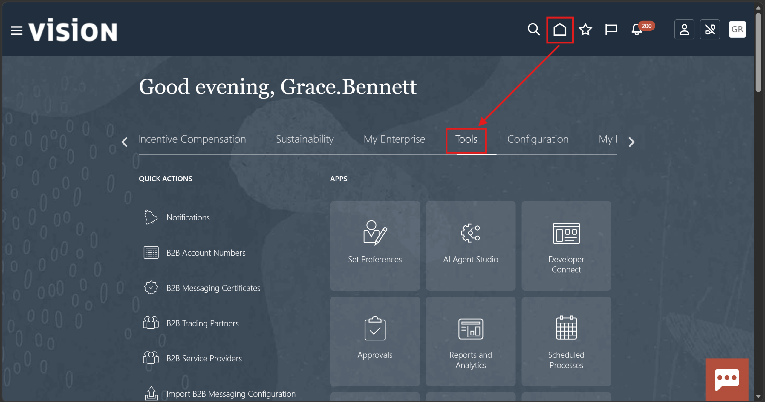 ADFDI Oracle Fusion Navigation to Tools Menu