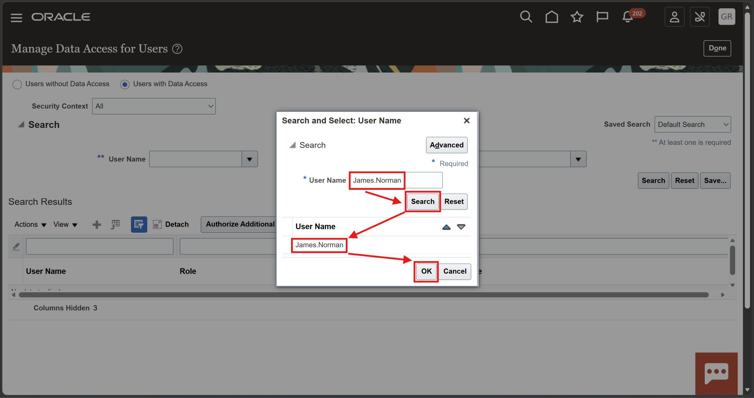 Select User for Data Access Review