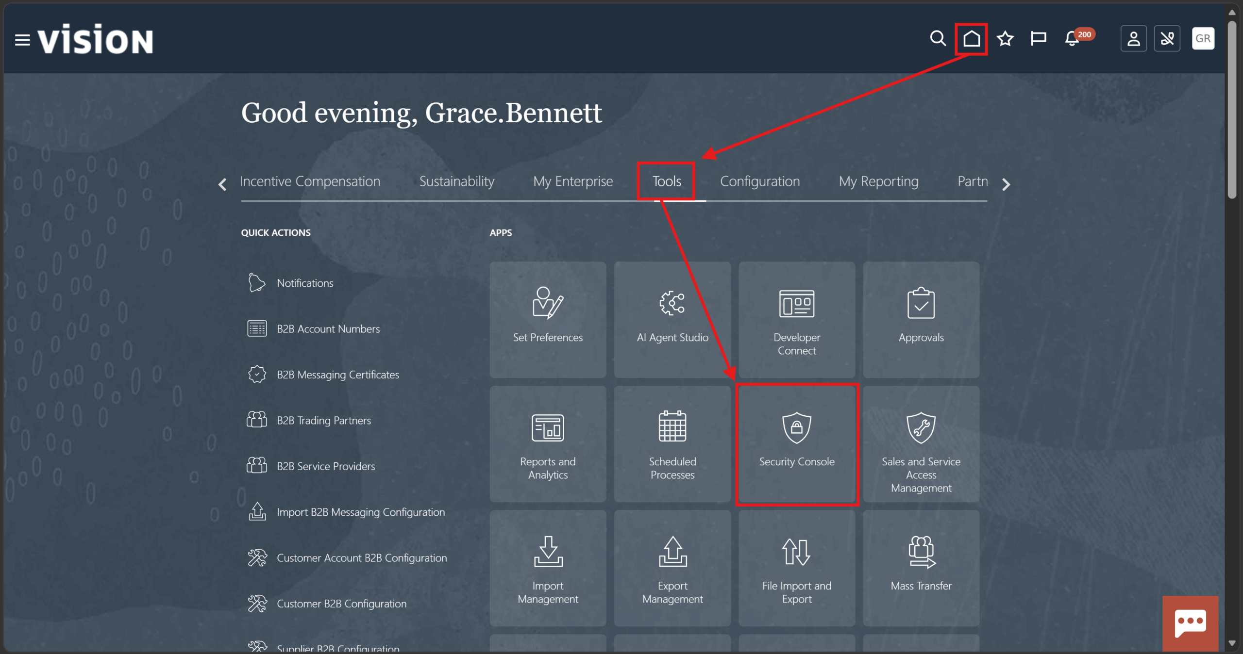 Oracle Fusion Security Console Navigation